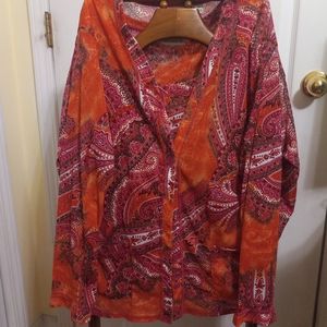 Susan Graver 2 Piece Tank & Jacket set Fall Paisley size 3X